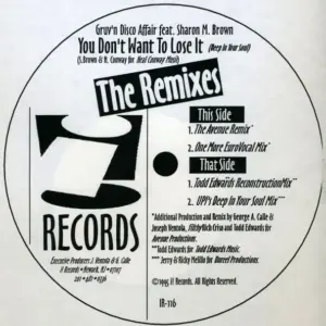 Gruv'n Disco Affair feat. Sharon Brown – You Don't Want To Lose It (The Remixes)