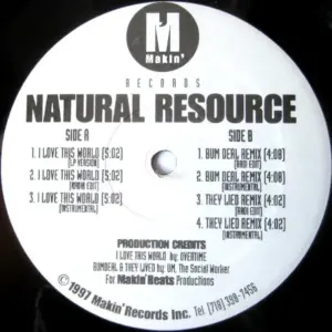 Natural Resource –  I Love This World / Bum Deal (Remix) / They Lied (Remix) 