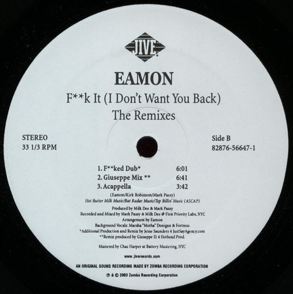 F**k It (I Don't Want You Back) - The Remixes - Secondary image