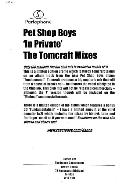 In Private (The Tomcraft Mixes) - Secondary image